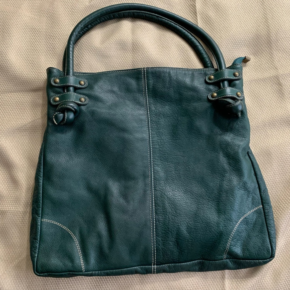 EUC Ferchi Green Leather Tote Bag